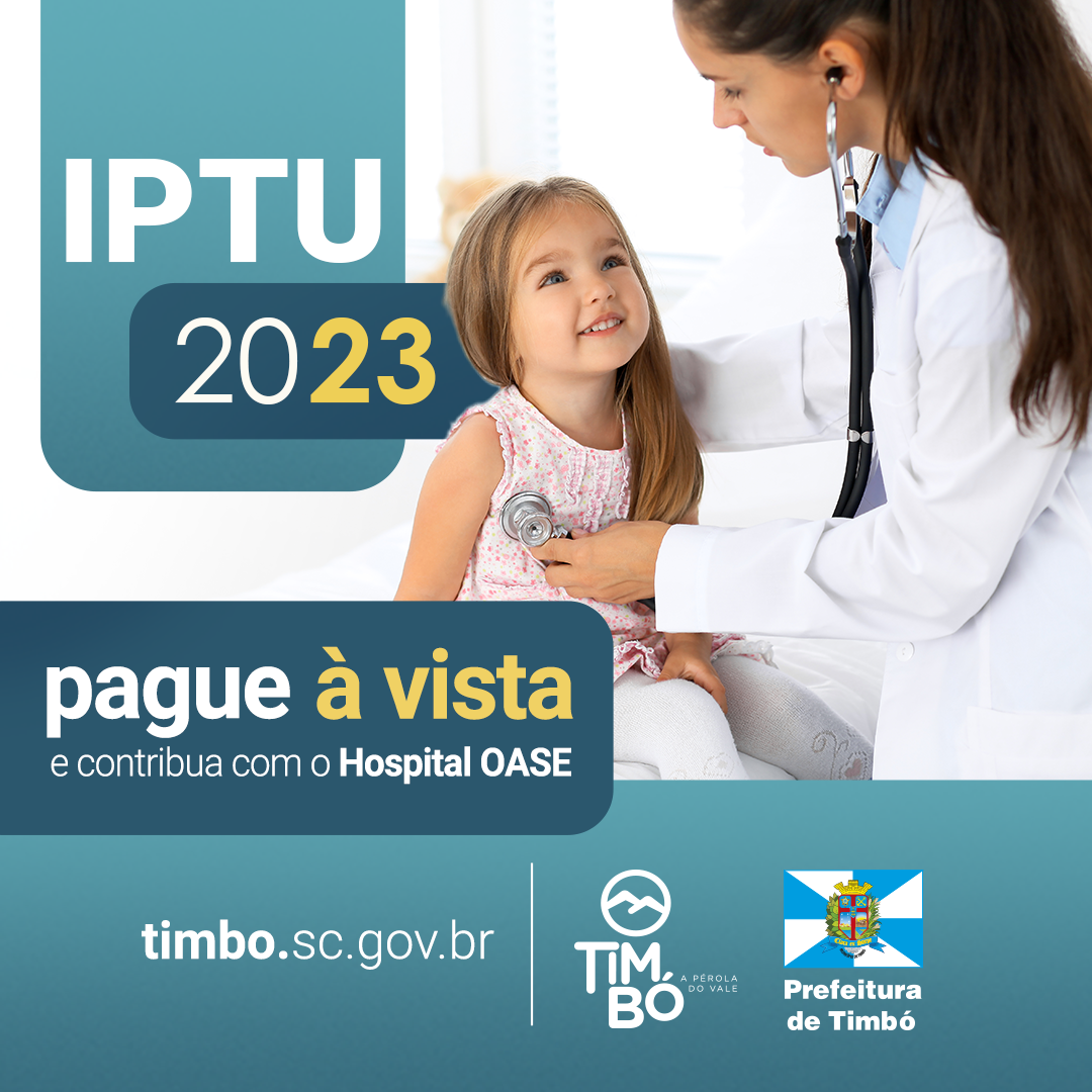 Os carnês do Imposto Predial e Territorial Urbano (IPTU) 2023 já estão sendo entregues pelas agentes comunitárias de saúde de Timbó. O vencimento da cota única e da primeira parcela para pagamentos em até seis vezes (6 x) é 12 de junho.